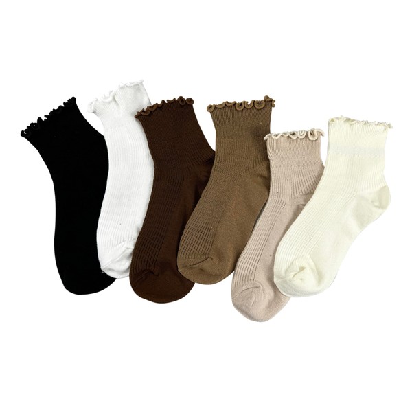 Bestjybt Women's Ruffle Socks Cute Turn-Cuff Frilly Crew Sock Casual