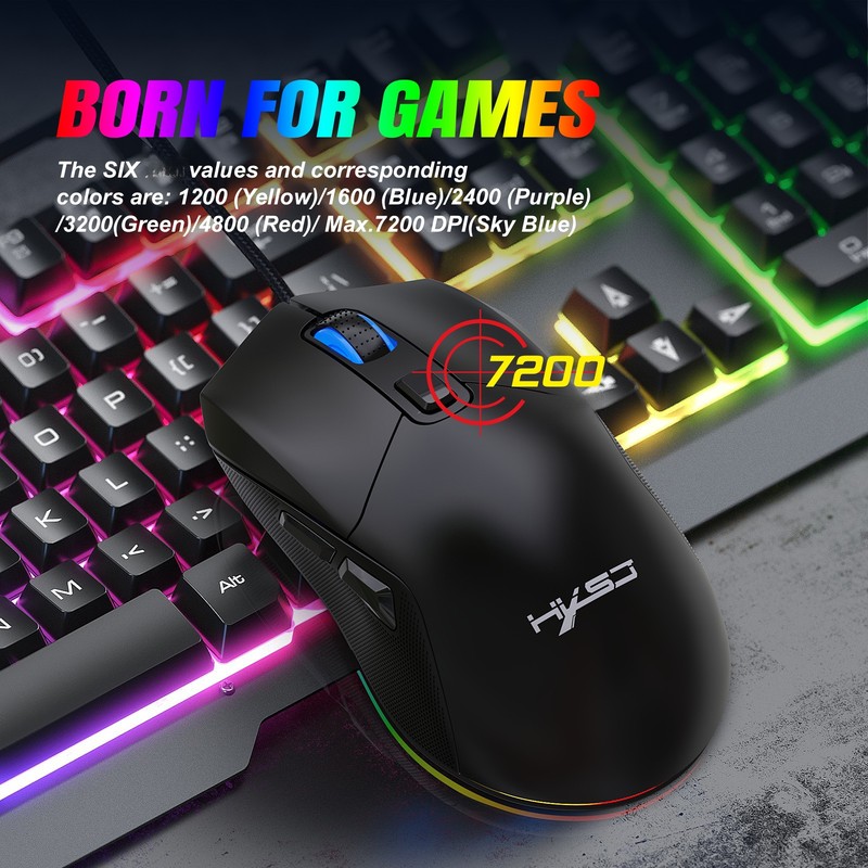 HXSJ X300 RGB Gaming Mouse Backlit Wired Ergonomic 6 Button