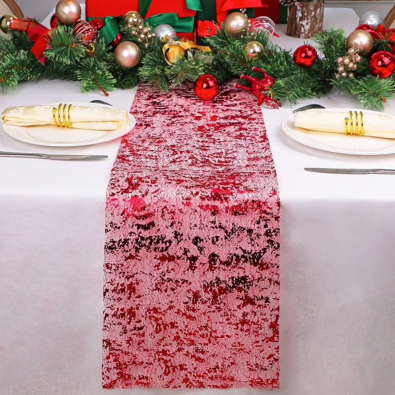 Mtsooning 28 cm x 15 yards Red Table Runner, Shiny