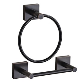 Bronze Toilet Paper Holder Towel Ring,Oil Rubbed Stainless Steel Hand Towel Holder Wall Mount Tissue Roll Holder with Double Post Pivoting Toilet Paper Roll Holder Mount & Bathroom Towel Holder Set