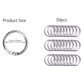 50Pcs Binder Rings 30mm/1.2 inch Loose Leaf Binder Rings, Metal Book Rings for Flash Cards, Papers, Keychains, Office, School, Home (30mm-50Pack)