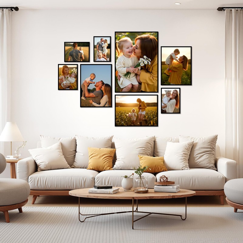 Hoikwo Pack of 3 Picture Frames A4 Modern Black Photo