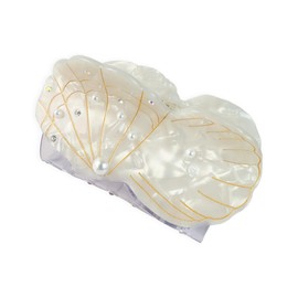 JamJam 1PCS 4.1" Large Pearl Mussel Claw Clip Cute Fun Unique Claw Acetate Hair Clips for Thick Hair Women and Girls (Pearl Mussel)