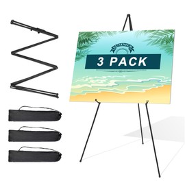 Starhoo Easel Stand for Sign 63'' Art Easels for Display Wedding Welcome Poster Stand Portable Floor Metal Easel Black 3 Pack