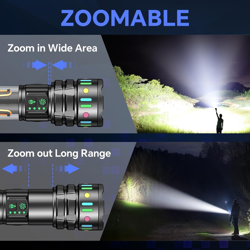 Rechargeable Flashlights High Lumens 10000, Super Bright LED Flash Light