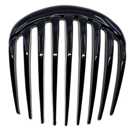 Camila Paris CP2873 French Hair Side Comb Small Rounded, Black, French Twist Hair Combs, Strong Hold Hair Clips for Women Bun Chignon, No Slip Styling Girls Hair Accessories Made in France