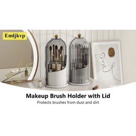Unbranded Rotating Makeup Brush Holder with Lid Vanity Desktop Bathroom Countertop Luxury