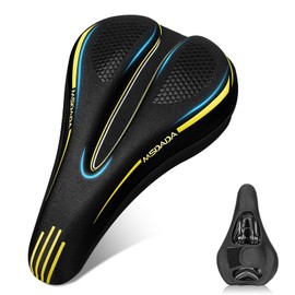 MSDADA - Funda acolchada de gel para asiento de bicicleta, para hombres y mujeres, cómoda, suave cojín de asiento de bicicleta para interiores y exteriores, ejercicio, giro,