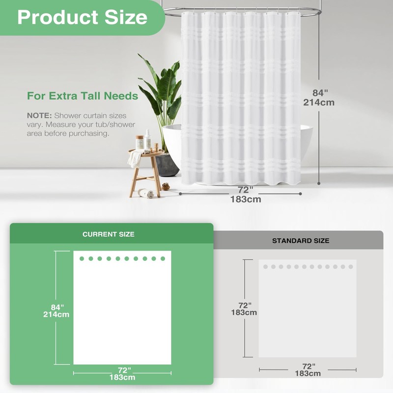 Dynamene Extra Long Shower Curtain and Liner Set - 84