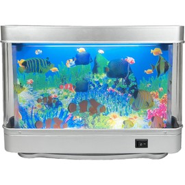 Tokenkuko Fake Fish Tank Mini Aquarium,Artificial Tropical Fish Decorative,Fake Aquarium Decorative Lamp,Aquarium Lights Motion Lamp Night Light with Moving Fish,Gift for Kids(US Plug)