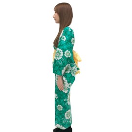 Dita ENSHU Traditional Cotton Women's Yukata Robe (japanese casual kimono) Easy Wearing (Yukata, Obi, Koshihimo) set3 (TYPE 7, One Size)