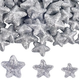 SOFPLATE 60Pcs Glitter Foam Star Vase Filler Star Foam Shapes Table Decor Silver Filler Glitter Ornaments Party Centerpieces for Wedding Christmas Home Table Scatter Arts Crafts Holiday Decoration