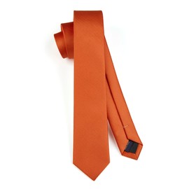 HISDERN Men's Tie Orange Skinny Neckties For Men Classic Silk Wedding Ties Formal Slim with Box 6cm