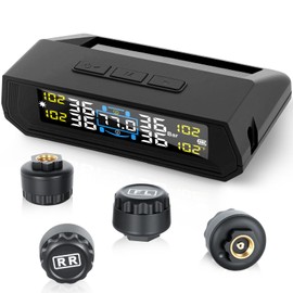 NSDXCT RV Tire Pressure Monitoring System, Wireless TPMS with Solar Charger and USB, 4 Sensors and 6 Alarm Modes Real-time Color LCD Display Tire Pressure Monitor System for SUV Mpv Sedan Truck