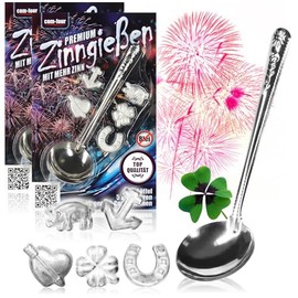 COM-FOURÂ® 2X Pewter Pouring with 10 Figures and 2 Spoons, New Year's Eve Pouring The Party Game The Healthy Alternative to Lead Pouring, not only on New Year's Eve (012 Pieces)