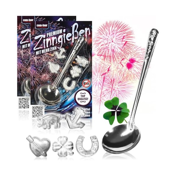 COM-FOURÂ® 2X Pewter Pouring with 10 Figures and 2 Spoons,
