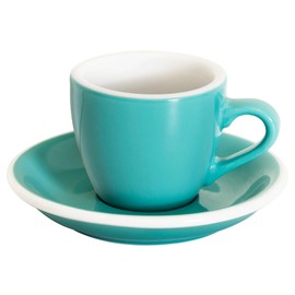 Loveramics Espresso Cup with Saucer, Ceramic Espresso Shot Cup Saucer Set, small Demitasse Cup for Espresso 80ml 2.7Oz (Teal)