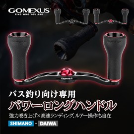 GOMEXUS Reel Handle CH-TPE24 Double Handle 24mm with Knob Compatible with Shimano and Daiwa Bait Reels Mounts to Scorpion, DC, MD, Zillion TW, HD, etc., Sea Bass, Snakehead, Large Freshwater Fish, Saltwater Fishing, Long Lasting Comfort (All Black, 7x4mm