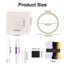 GlasFlength Panda Punch Needle Embroidery Starter Kit, Punch Needle Embroidery Set with Fabric Threads Threading Aid Patterns and Instructions Handmade Set Starter Kits for Beginners for Children