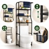 4-Tier Over Toilet Storage Rack with Basket – Freestanding Black