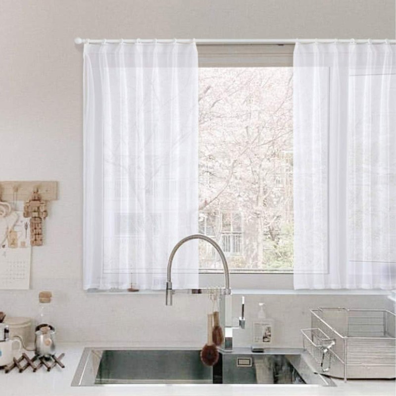 Topfinel Lace Curtain, Stylish, Solid Color, Set of 2, Width