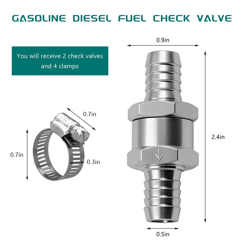 Gdnecad 2 PCS One Way Check Valve, 5/16" 8mm Aluminium