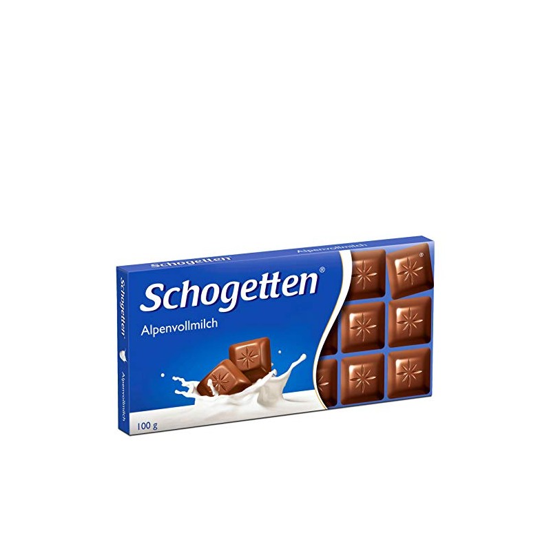 Schogetten German Alpine Milk Chocolate, 100g/3.5oz (Pack of 6)