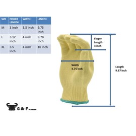 G & F Cut Resistant Work Gloves, 100-Percent Kevlar Knit Work Gloves, Protective Gloves Secure hands from Scrapes, Cuts in Kitchen, Wood Carving, Carpentry and Dealing with Broken Glass, 1 Pair, Large