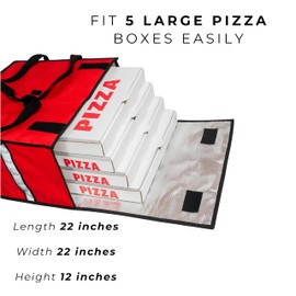 Brooklyntrend Pizza Bags for Delivery – Extra Large (20" X 20") Insulated Pizza Delivery Bag | Waterproof Pizza Warmer Carrier for Doordash, Uber Eats | Front Load, Heavy Duty (Red, 20"X20"X12")