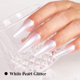Imtiti Pearl Gel Nail Polish, White Pearl Iridescent Glitter Gel Polish Diamond Shimmer Sparkle Soak Off UV LED Nail Gel Polish Autumn Winter Gel Polish Manicure Gel Nail Kit 10ML