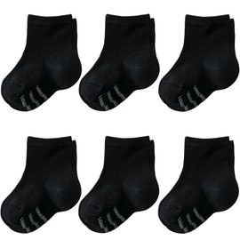 JORMATT Baby Toddler Socks Little Girls Boys Infant Ankle Socks Cotton Anti Slip Kids Newborn Crew Socks With Grips 6 Pairs, 6-12 months