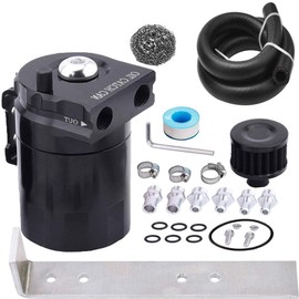 EVIL ENERGY Baffled Oil Catch Can,Oil Separator Catch Can with Breather Filter 300ml Universal Aluminum