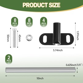 Blulu 2 Set Heavy Duty Wheelbarrow Axle Bracket Set Compatible with 5/8'' Hole Wheelbarrow Axles, Wheelbarrows Spare Parts with 10'' Axle Shaft, 3.74 x 1.97 Inch Brackets, Includes Bolts and Nuts