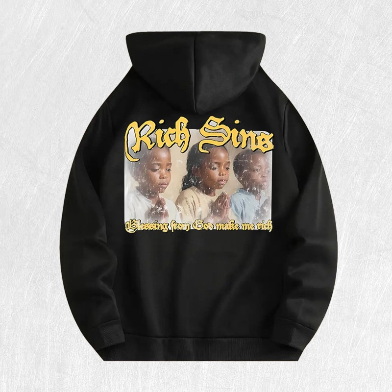 Rich Sins Graphic Hoodie 100% Cotton US Warehouse 6 ColorsColor: