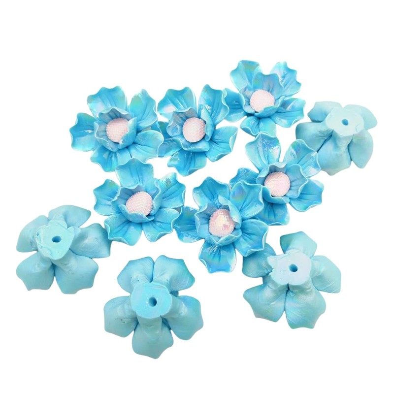 10 PCS 3D Flower Ceramic Tiles,1.6" Handmade Procelain Ceramic Flowers