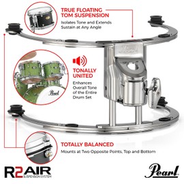 Pearl R2 Air Tom, W/12Mm Gyrolock-L Bracket Mounting System (R2AL120708/C)