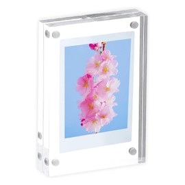 MYFEELGAGA Acrylic Photo Frame, Instax Mini Block Type, Magnetic Frame, Both Sides Transparent, 2.4 x 3.5 x 0.8 inches (60 x 90 x 20 mm)