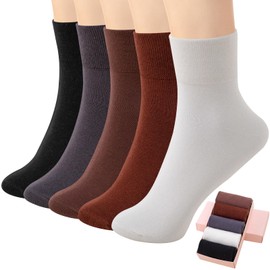 HUGSWEET Thin Soft Cotton Crew Socks for Women Ankle above Bootie Socks Gifts for Women 5-10 Pairs
