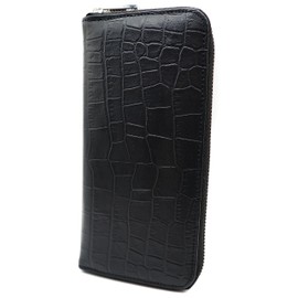 Feng Shui Feng Shui Increase Money Luck Crocodile, High Quality, Genuine Leather, Large Capacity, Long Wallet, Round Zipper, Gift Box Included, Black