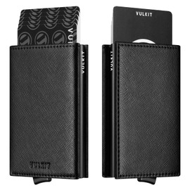 VULKIT Mens Wallet Credit Card Holder Pop up Card Case RFID Blocking Leather Card Wallet with Banknote Compartment & ID Window…