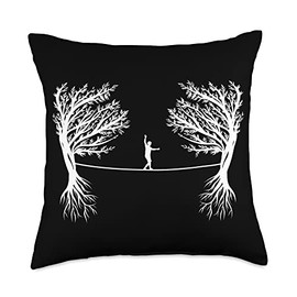 Slackline Kit Indoor Highline Gifts for Beginners Trickline Trainer Monkey Profis Slackline Throw Pillow, 18x18, Multicolor