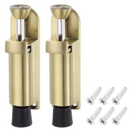 sourcing map 2 Pack Kickdown Door Stop, Spring Loaded Telescopic Door Stopper, Adjustable Door Locks Holder for Distance from The Ground 25mm/0.98", Gold