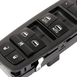 Interruptor de elevalunas eléctrico delantero izquierdo se adapta a 12-15 Chrysler Dodge Minivan RAM de 4 puertas, 10 botones automáticos hacia arriba/abajo en dos ventanillas delanteras, luz de fondo verde, sustituye a OEM 68110866AA 68110866AB 71056