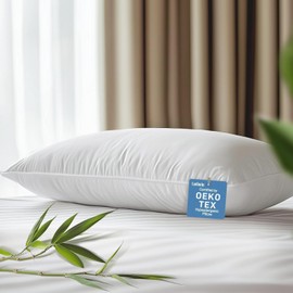 Caelorin Hypoallergenic Bamboo Viscose Breathable Pillow withDown Alternative Filling, Standard/Queen Size, Fluffy Luxury Hotel Quality, Oeko-Tex Certified, Machine Washable