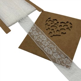 LUMKET 2 Inch Wide White Lace Trim Ribbon 10 Yards Lace Fabric for Gift Wrapping, Floral DIY, Crafts, Sewing - (3803 White)