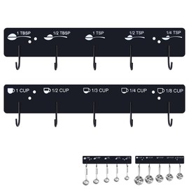 SoeKoa Premium Measuring Cups and Spoons Hanging Rack, Measuring Cup Organizer Rack Suitable for Kitchen Hanging Cups and Spoons, Including Screw and Adhesive Mounting, Cups and Spoons Rack 2pcs