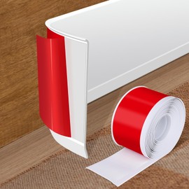 Vinyl Baseboard Molding Trim 4 Inch x 40 Feet Peel and Stick Baseboard Trim Flexible PVC Cove Base Moulding Self-Adhesive Trim for Garage Bathroom Cabinet Floor Walls, White