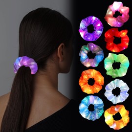 Pack of 9 Luminous Hair Bands, Luminous Hair Bands, LED Hair Accessories with 3 Light Modes, Elastic LED Hair Bobbles Girls Luminous Hair Accessories for New Year Party, Carnival, Costume Parties