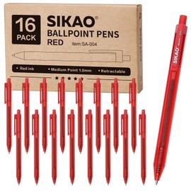 Pens Bulk, Red Pens, 16Pack Ballpoint Pens for Smooth Writing Pens No Smear, Red Ink Pens Medium Point 1.0mm, Retractable Pens, Click Pens, Ball Point Pens, Server Pens, School Office Supplies