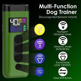 Dog Bark Deterrent Device, 65 FT Range,3X Ultrasonic Bark Deterrent Device & Ultrasonic Dog Trainer - Anti-Barking Device with Color Display, Safe & Effective Alternative to Bark Collars - Green